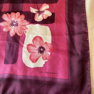Vintage 34” square Burberry silk scarf